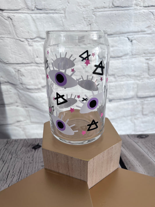 Evil eye purple beer can glass