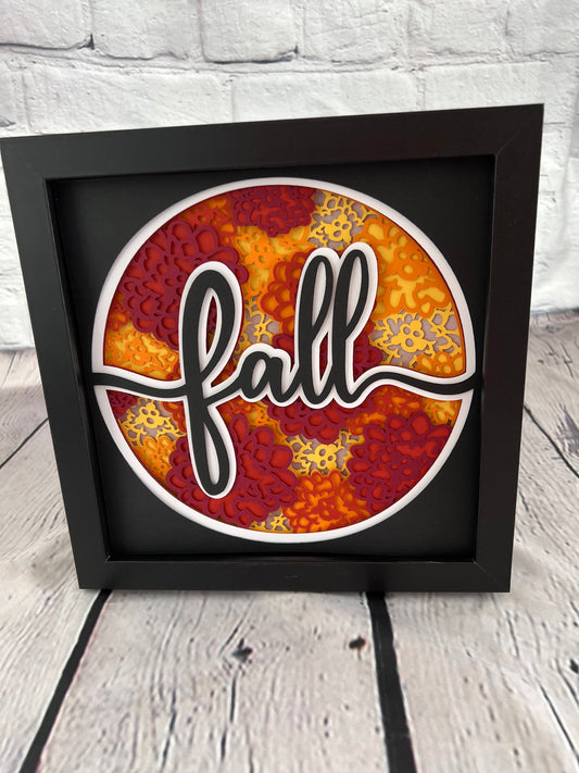 Fall 3D paper art shadowbox