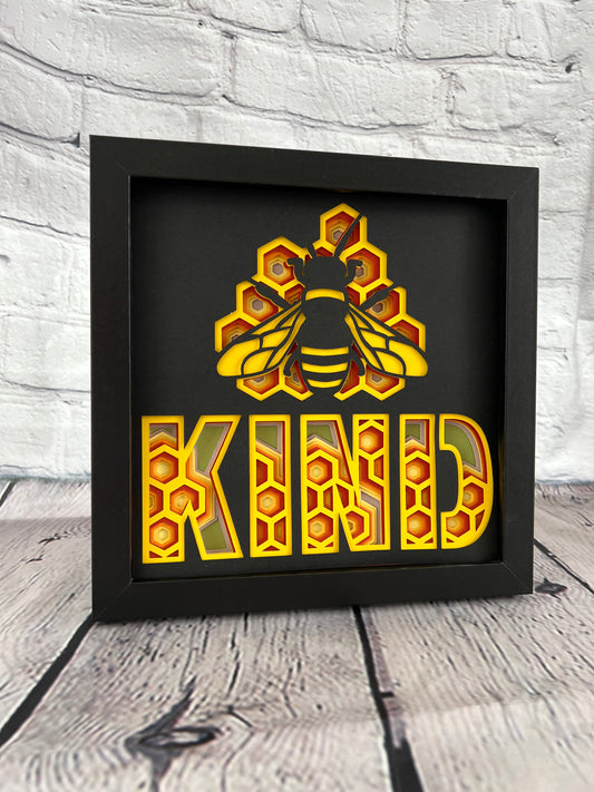 Bee kind 3D paper art shadowbox