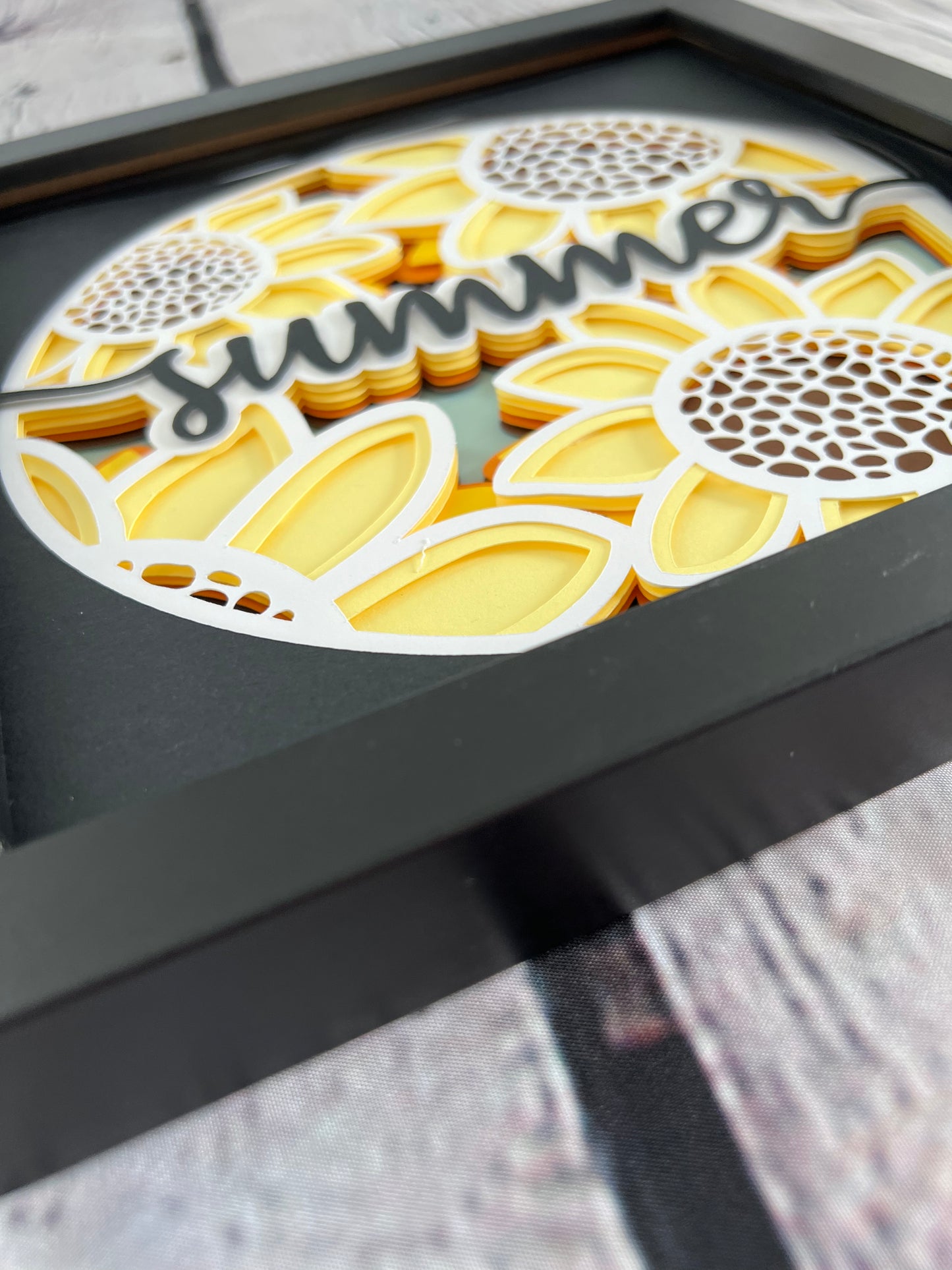 Summer 3D paper art shadowbox