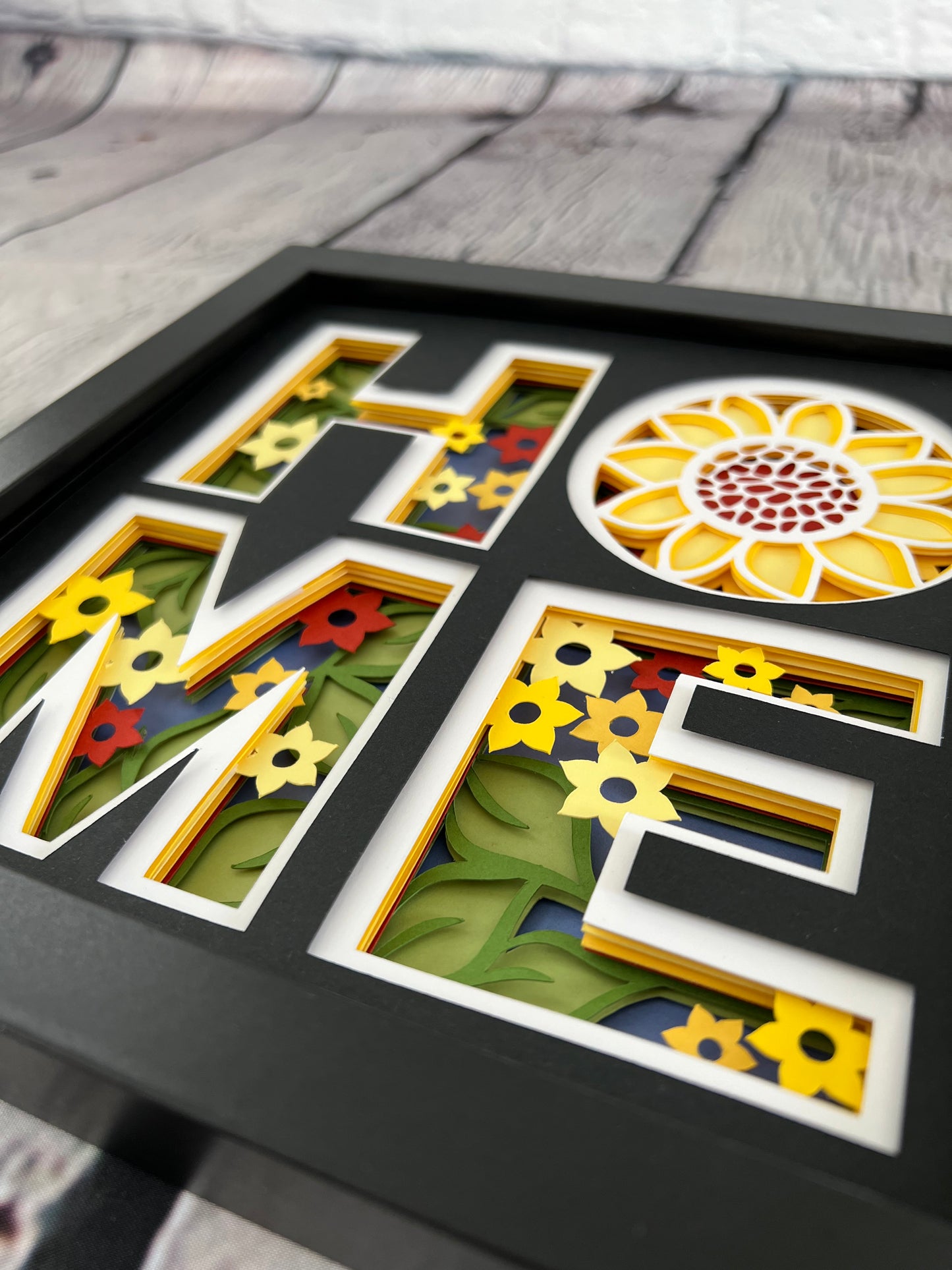 Home- Sunflower 3D paper art shadowbox