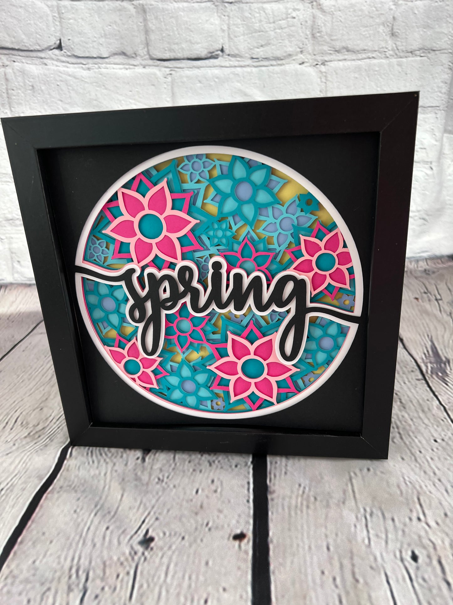 Spring 3D paper art shadowbox