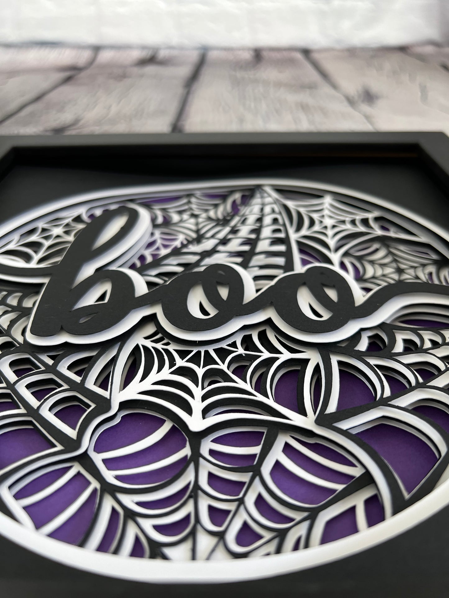 Boo Halloween 3D paper art shadowbox