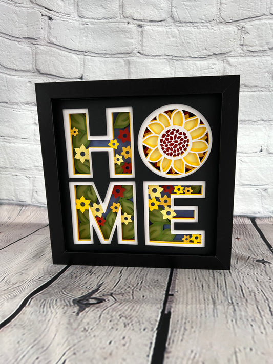 Home- Sunflower 3D paper art shadowbox