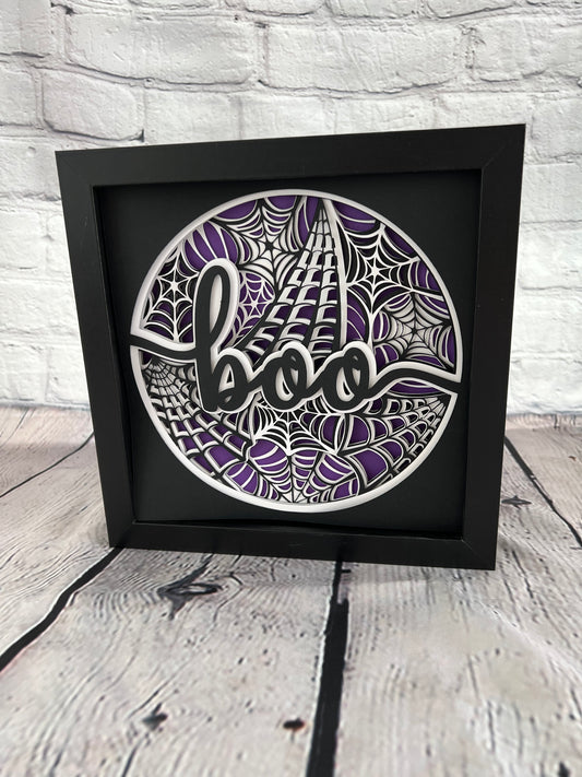 Boo Halloween 3D paper art shadowbox