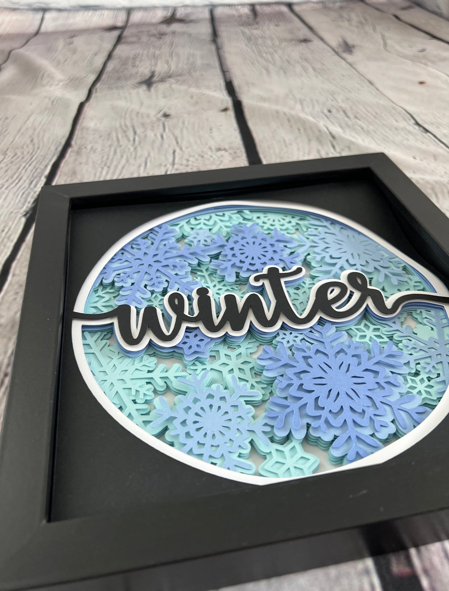 Winter 3D paper art shadowbox