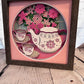 Tea for two 3D paper art in a shadowbox