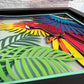 Parrot 3D paper art in a shadowbox