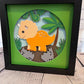 Triceratops cartoon 3D paper art in a shadowbox