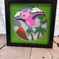 Pterodactyl cartoon 3D paper art in a shadowbox