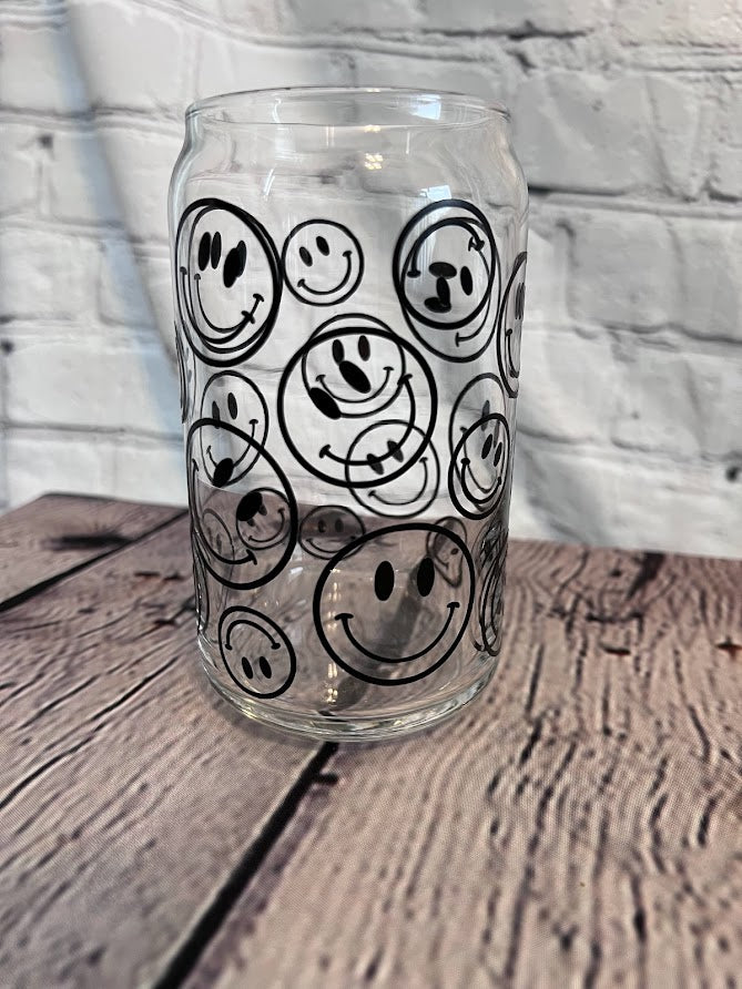 Smiley face beer can glass