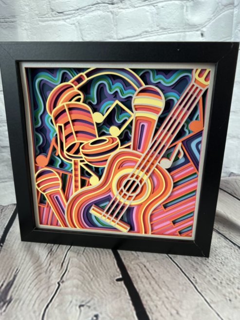 Guitar 3D paperart shadowbox