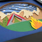 Camping under the stars 3D paper art in a shadowbox