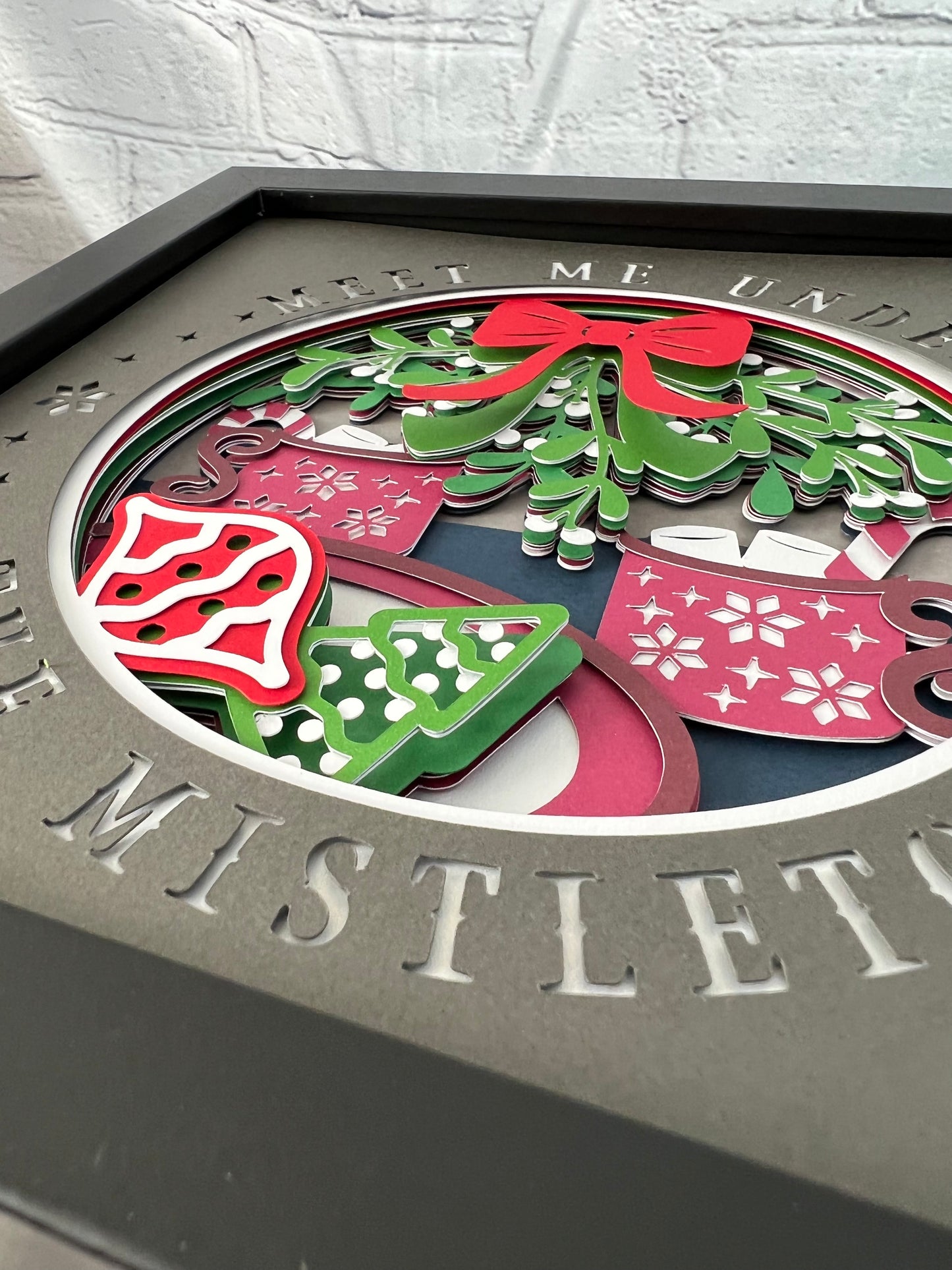 Meet me under the mistletoe 3D paper art shadowbox