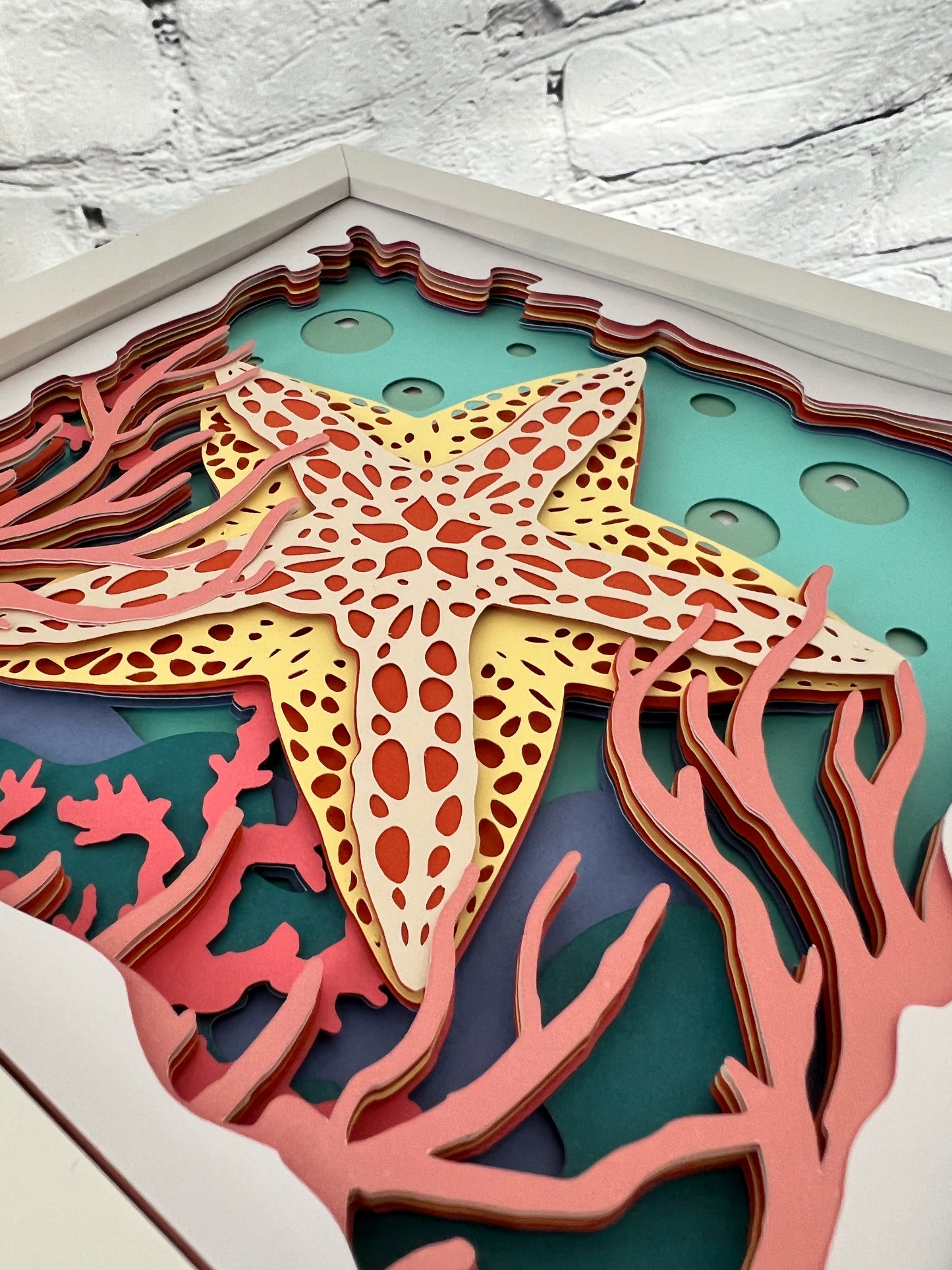 Starfish 3D paper art shadowbox