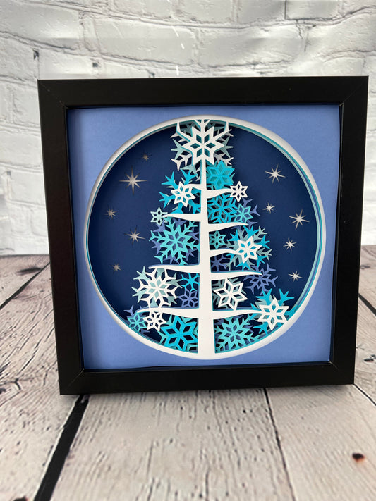 Winter tree 3D paper art shadowbox