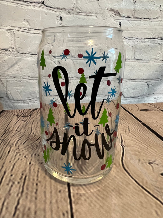 Let it snow beer can glass