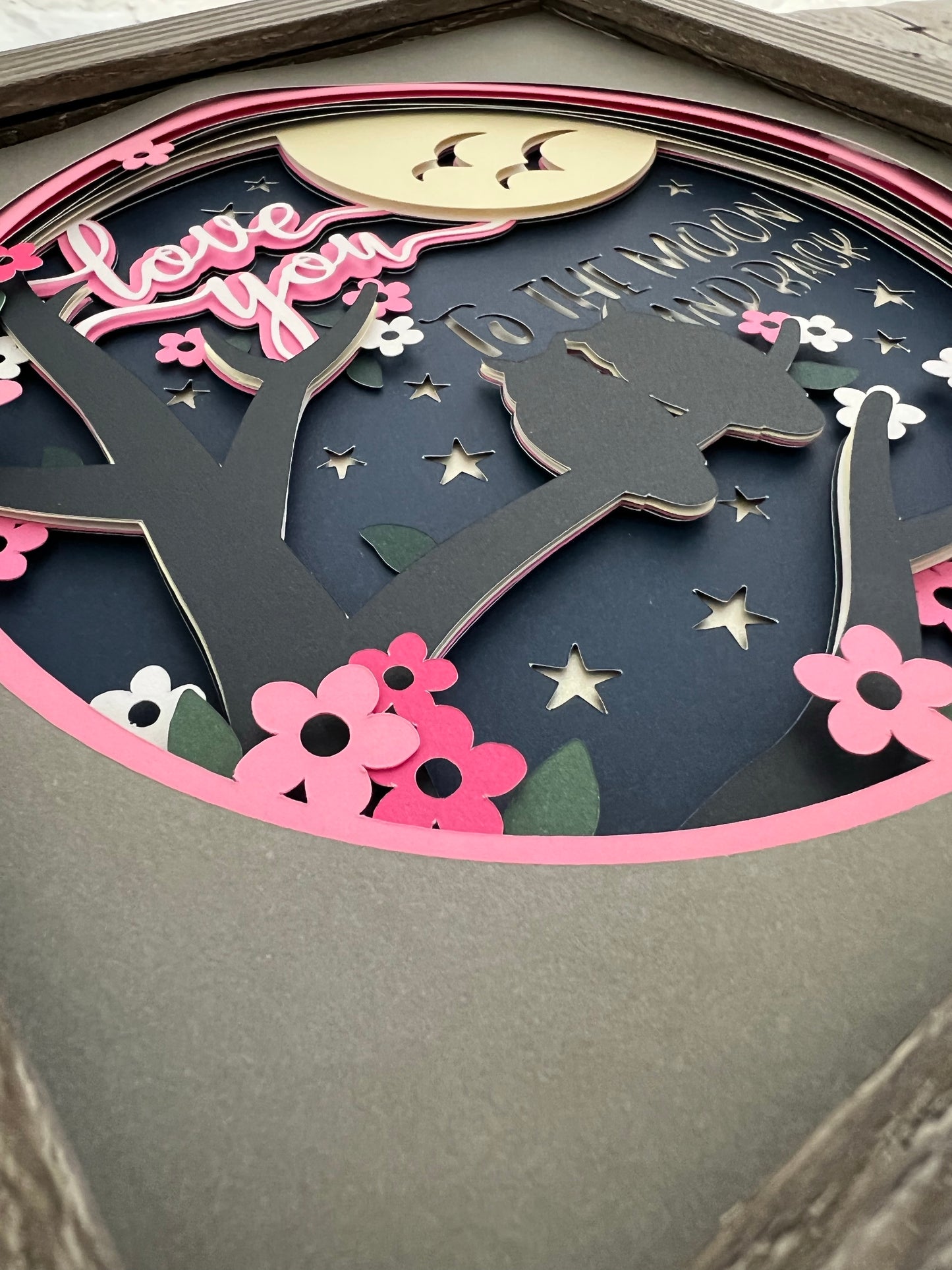 Love you to the moon and back 3D paper art shadowbox