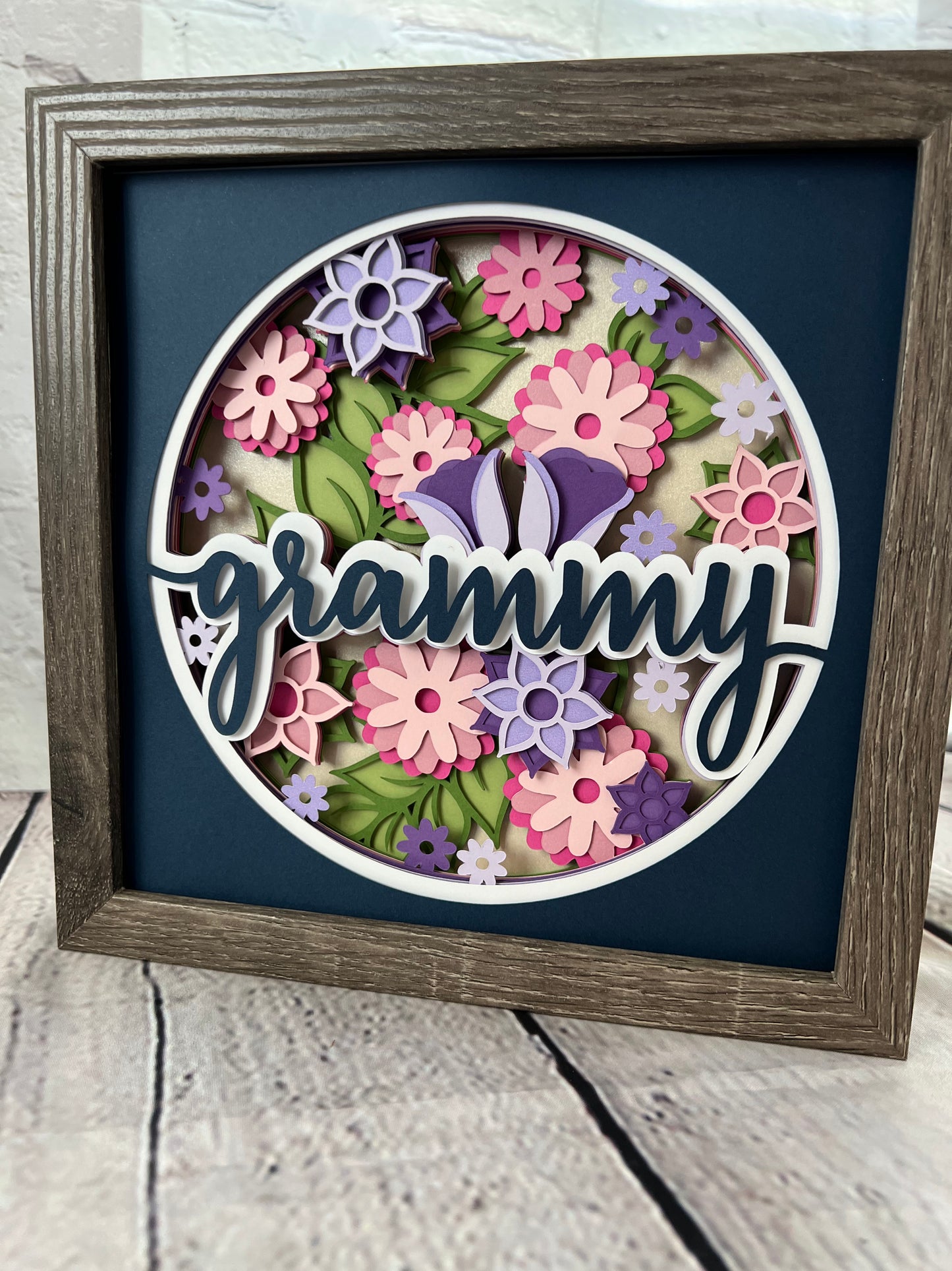 Grammy floral 3D paper art shadowbox