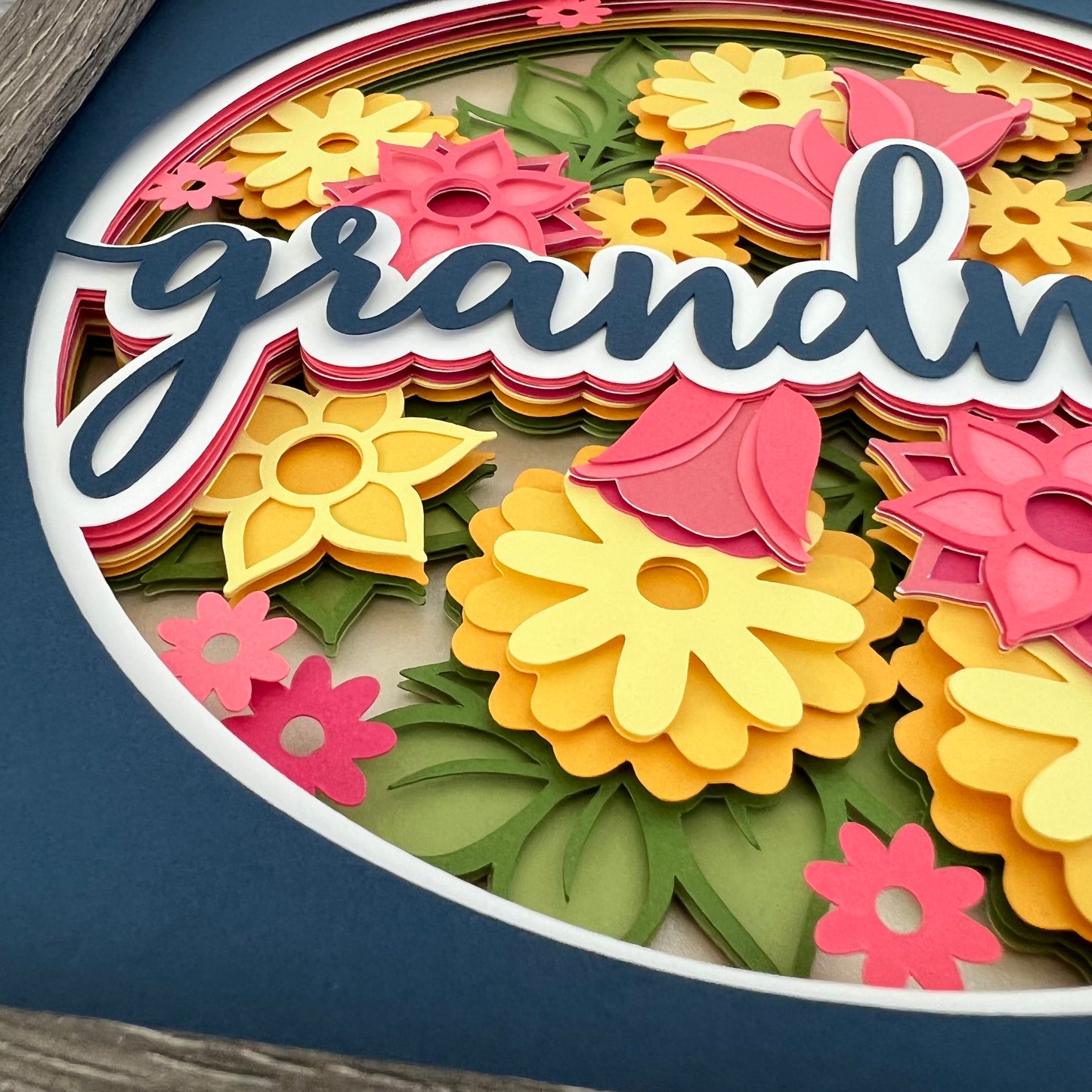 Grandma floral 3D paper art shadowbox