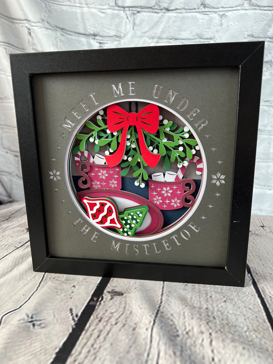 Meet me under the mistletoe 3D paper art shadowbox