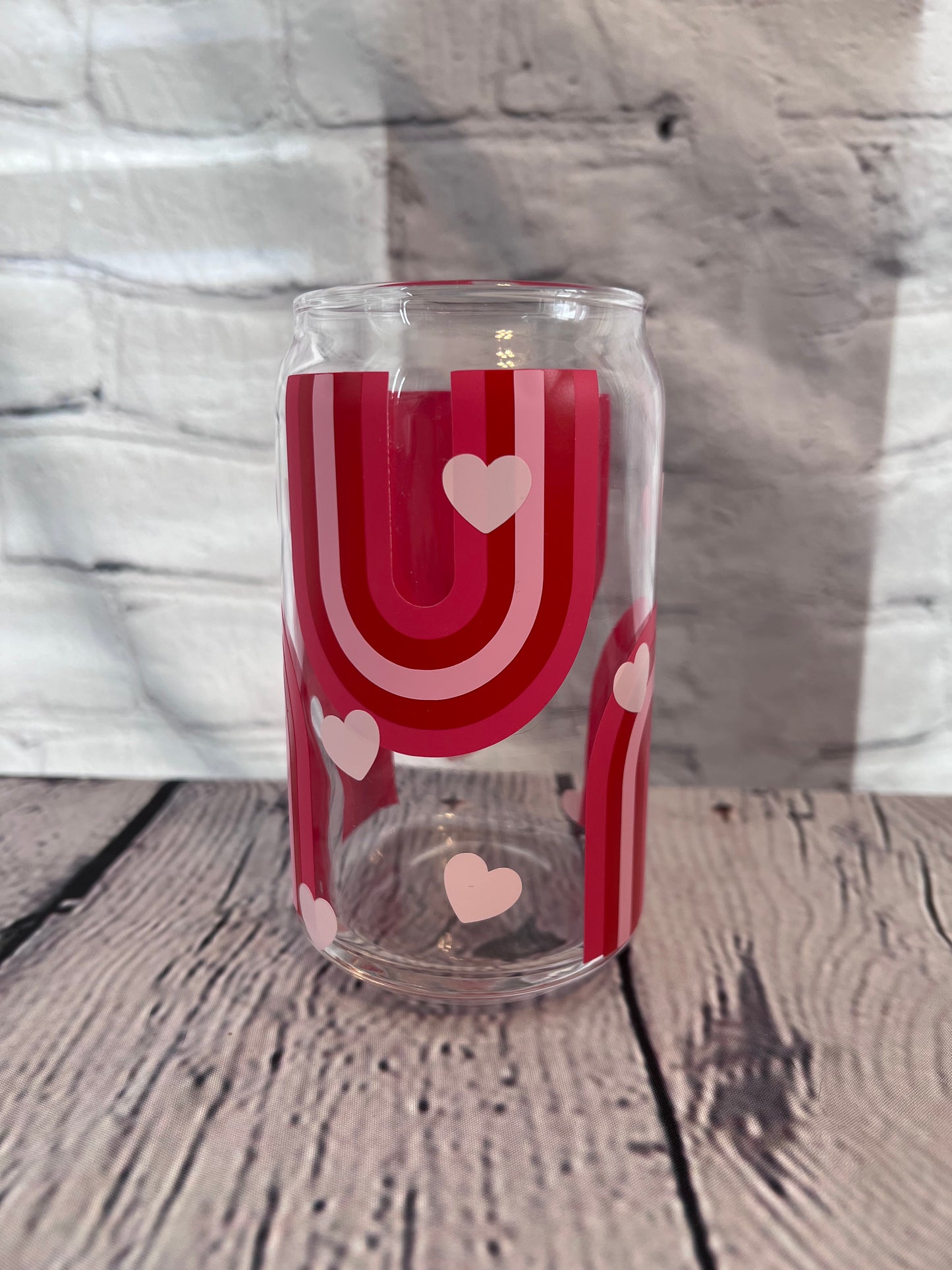 Valentine rainbow beer can glass
