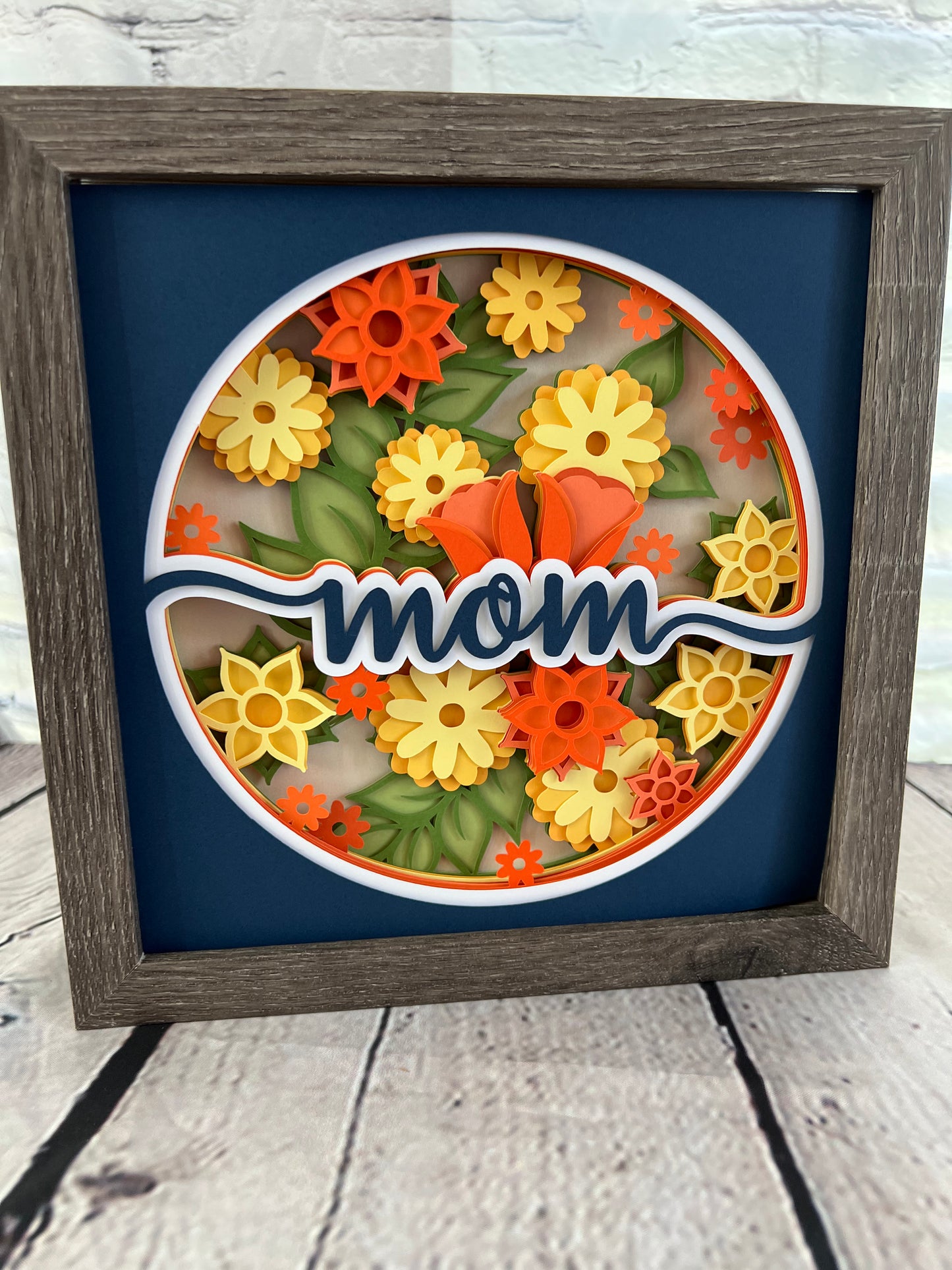 Mom floral 3D paper art shadowbox