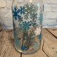 Blue snowflakes beer can glass