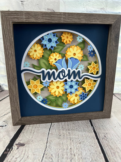 Mom floral 3D paper art shadowbox