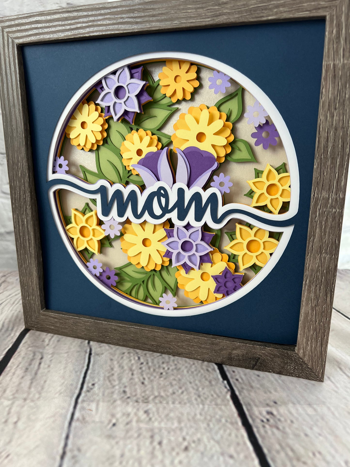 Mom floral 3D paper art shadowbox