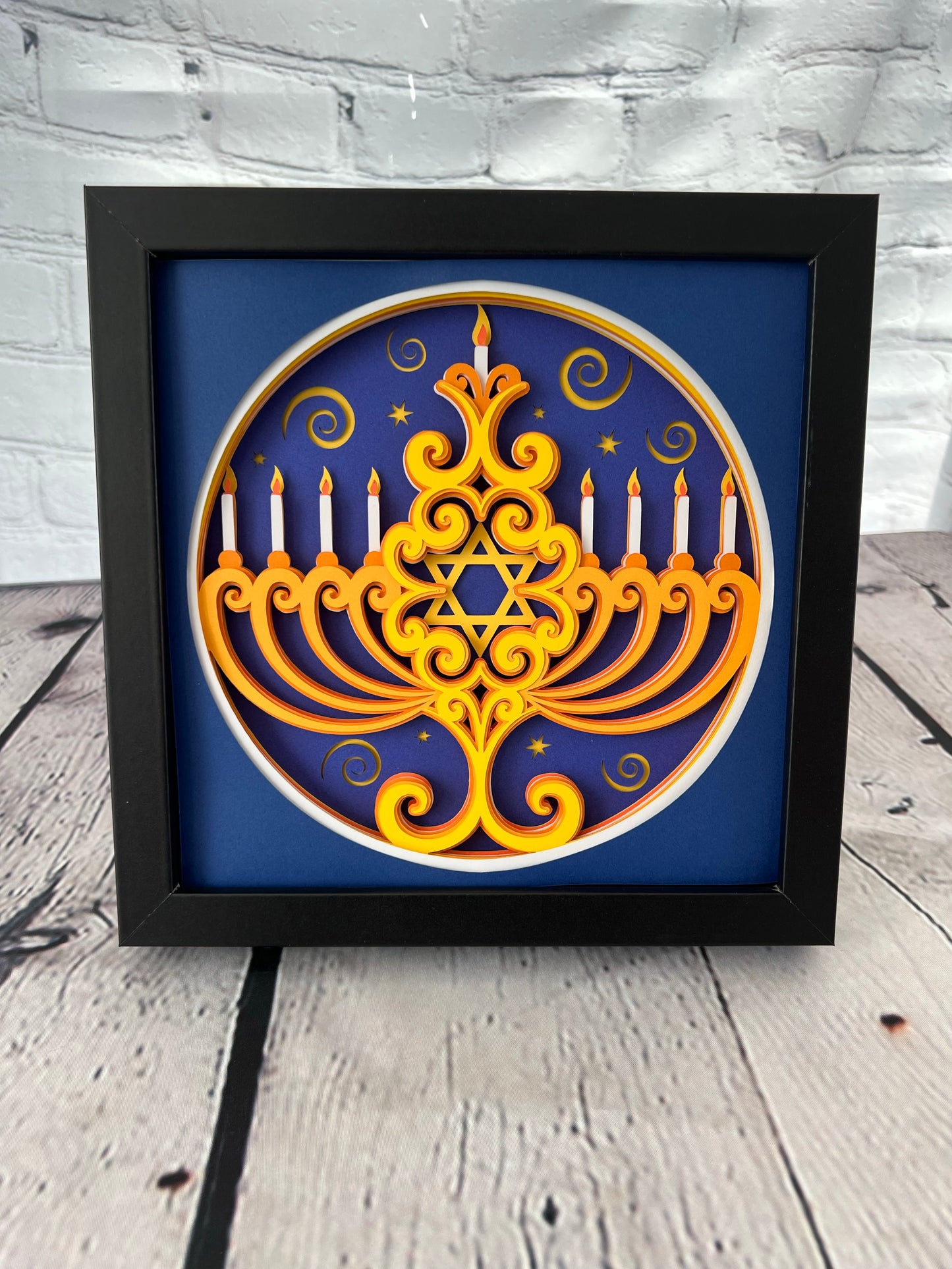 Menorah 3D paper art shadowbox