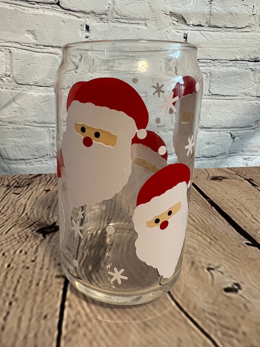 Santa beer can glass