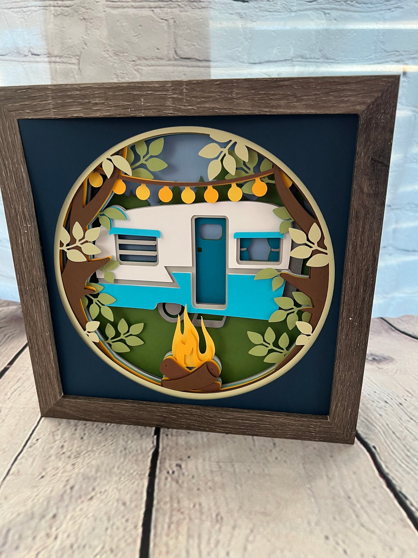 Camper 3D paper art shadowbox