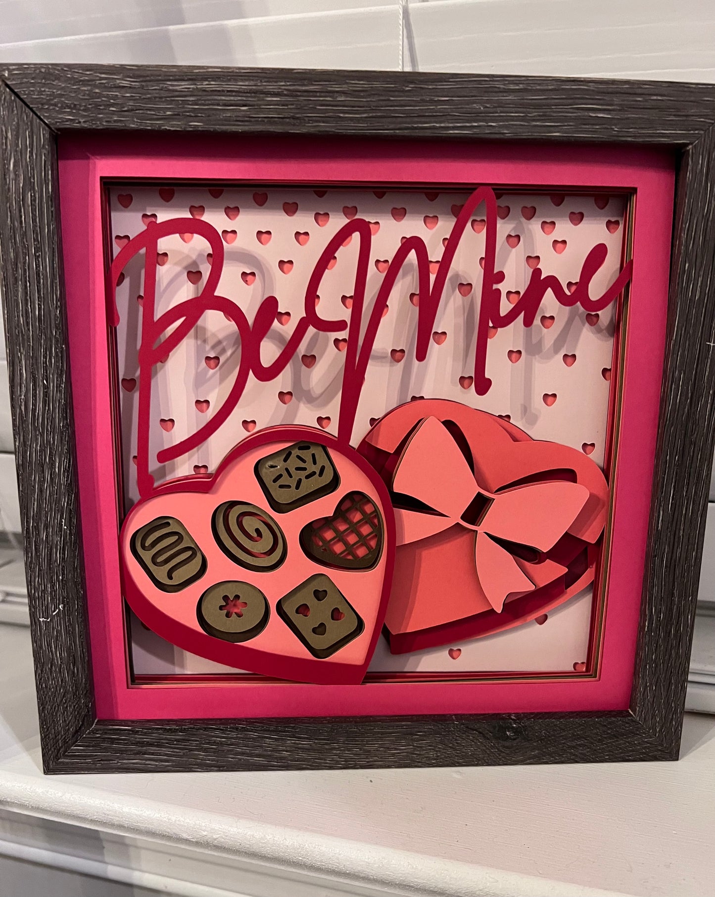 Box of chocolates 3D paper art in a shadowbox