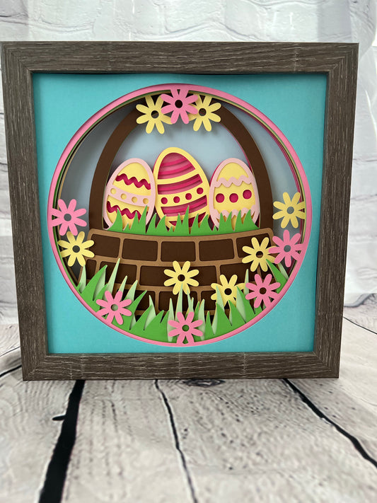 Easter basket 3D paper art shadowbox