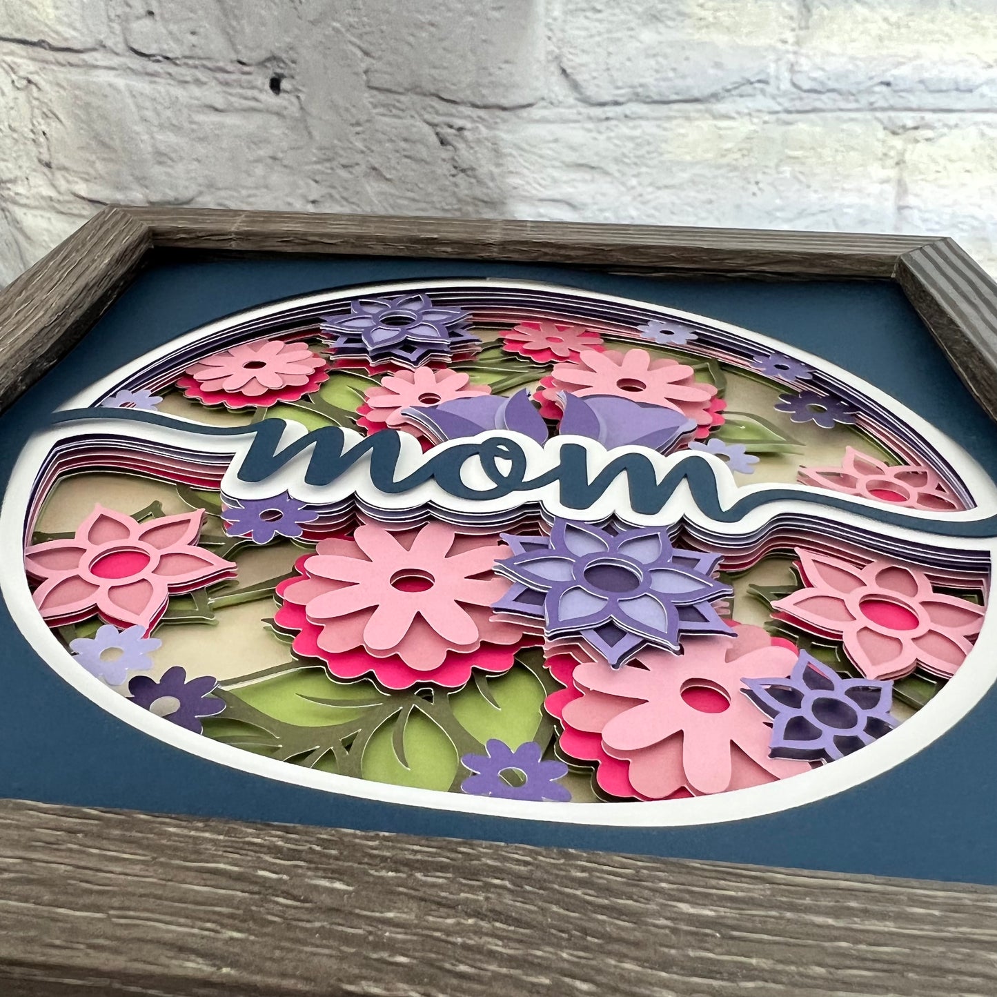 Mom floral 3D paper art shadowbox