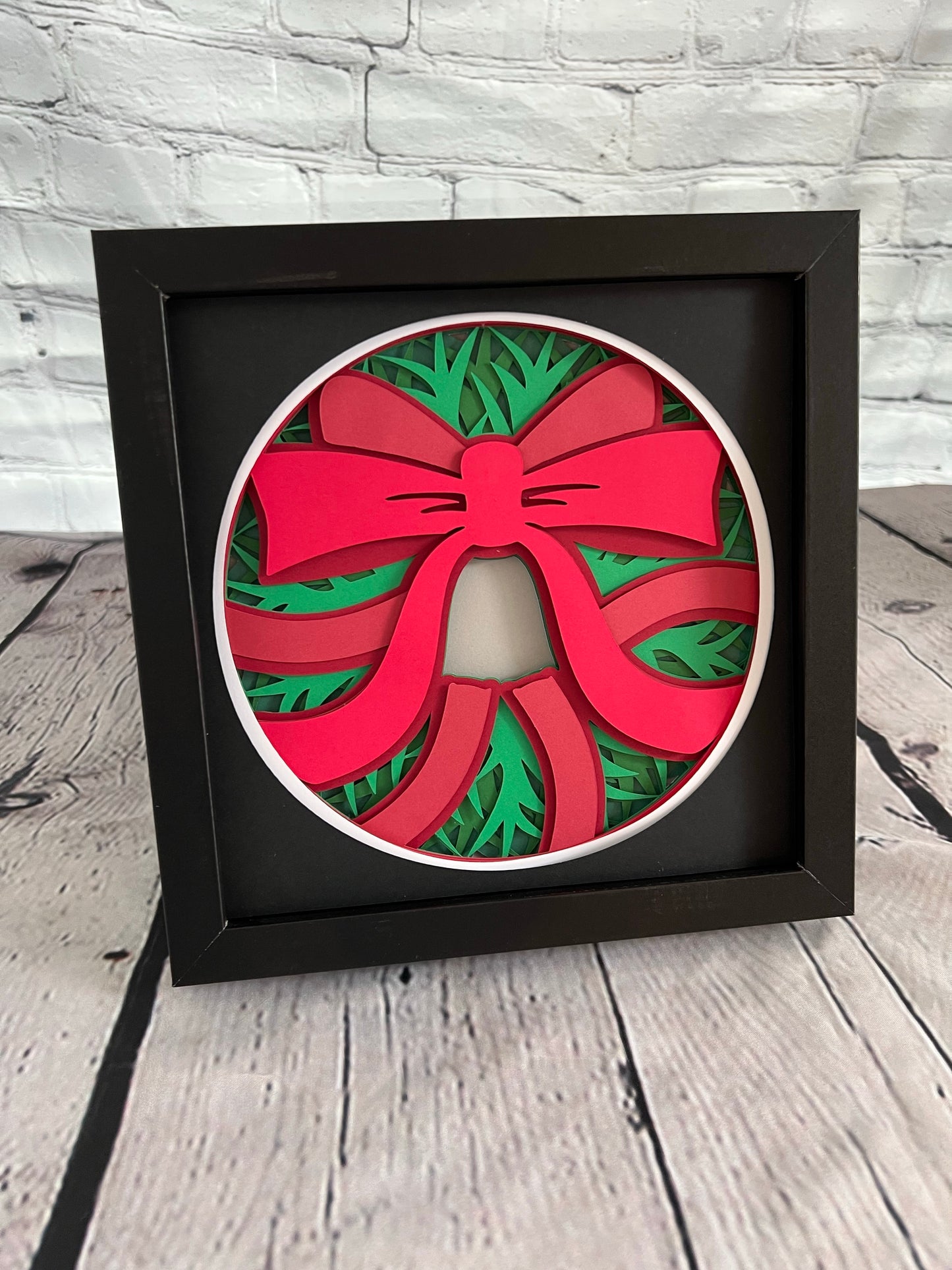 Christmas wreath 3D paper art shadowbox