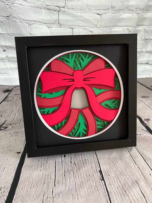 Christmas wreath 3D paper art shadowbox