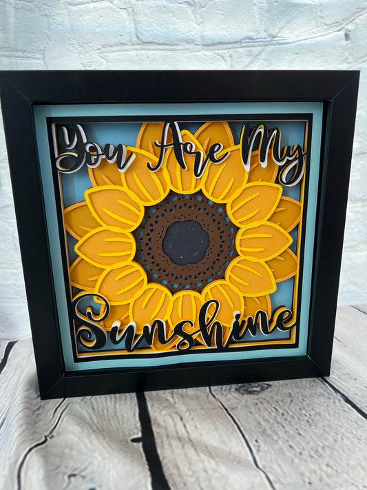 You are my sunshine sunflower 3D paper art shadowbox