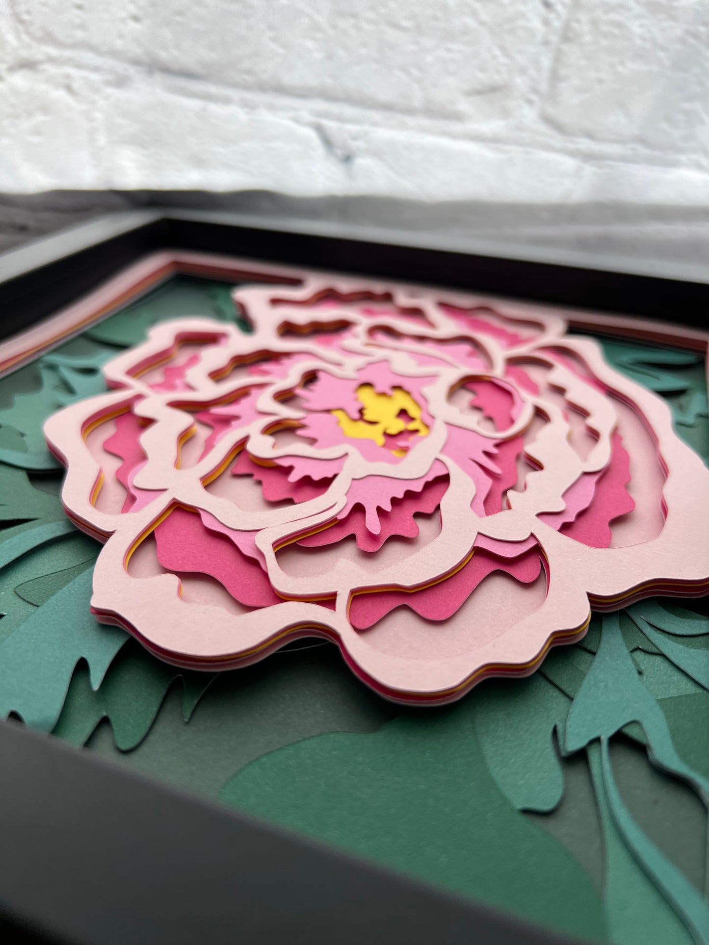 Peony 3D paper art shadowbox