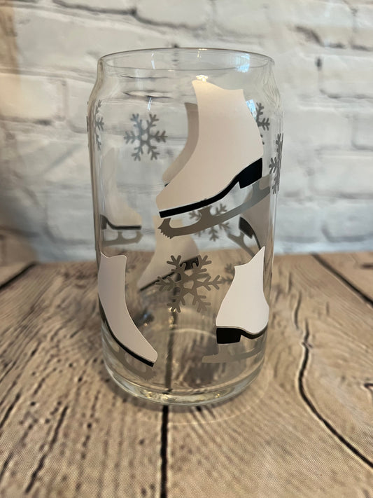 Ice skate beer can glass