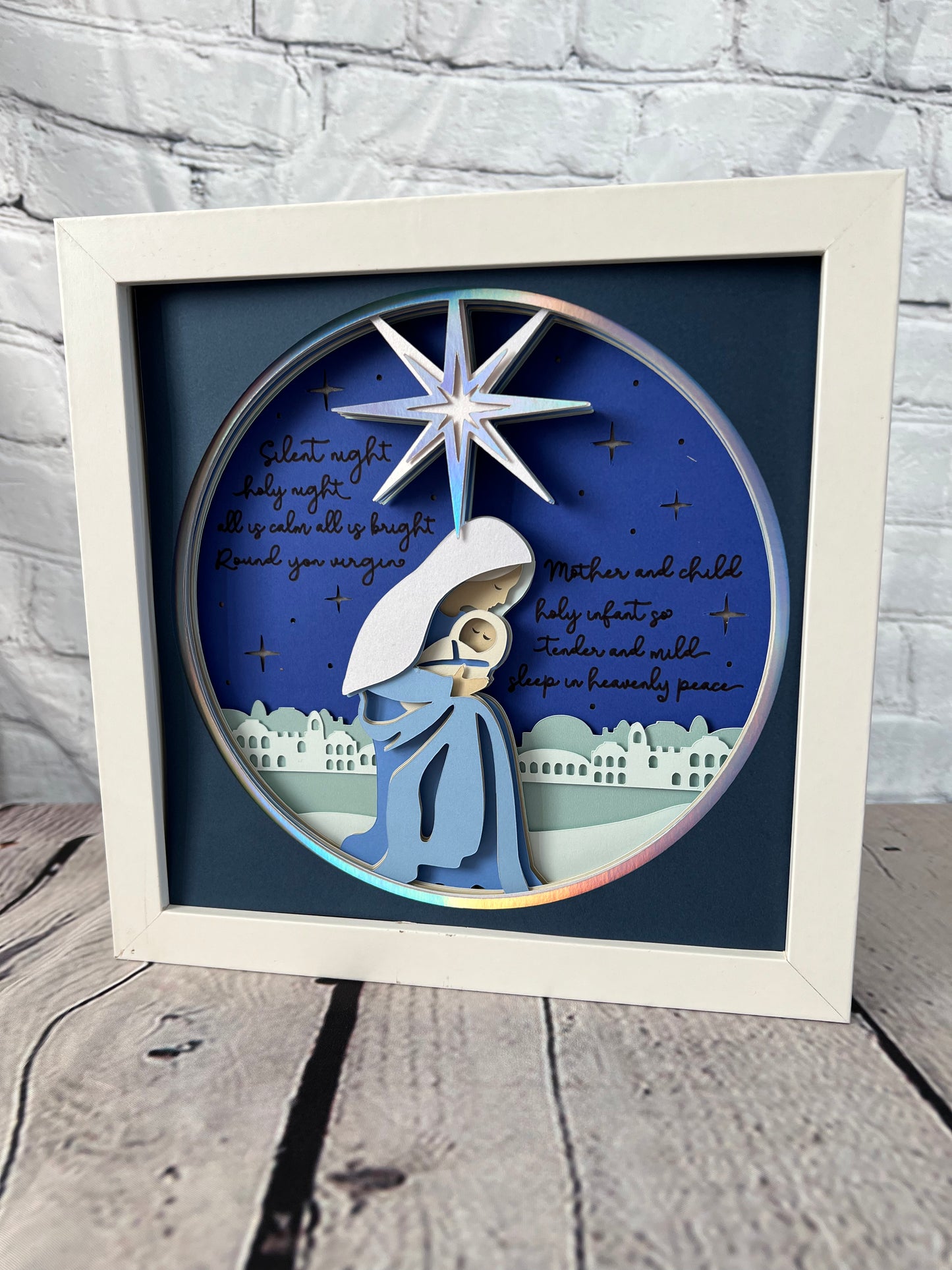 Silent night 3D paper art shadowbox