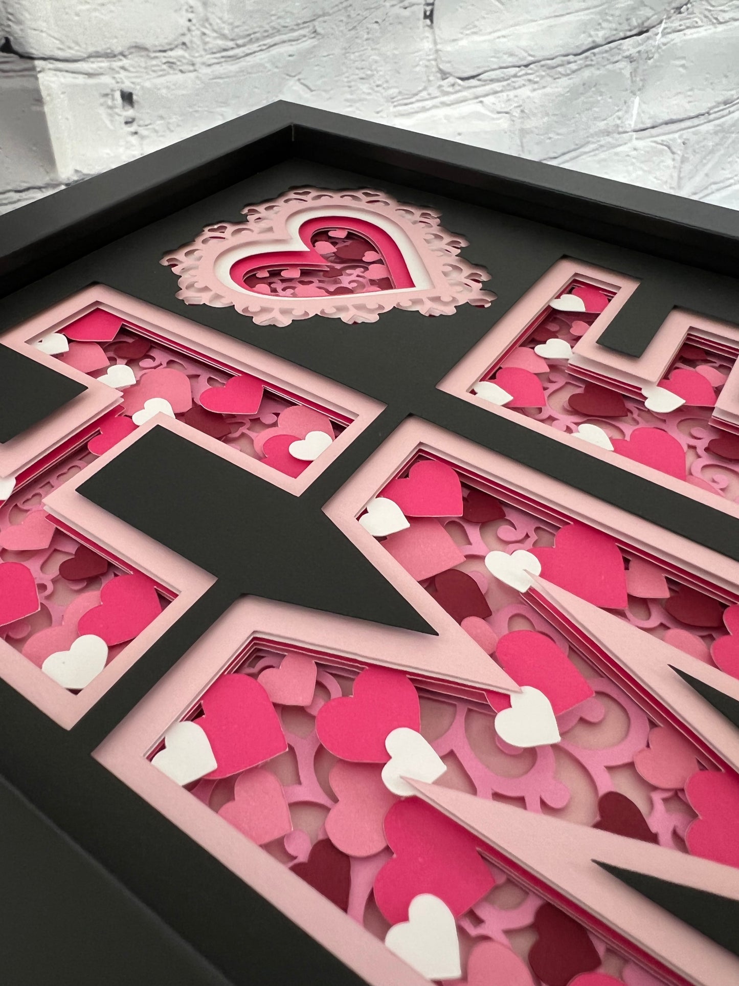 Home- Valentines 3D paper art shadowbox