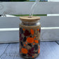 Fall leaves with acorns beer can glass