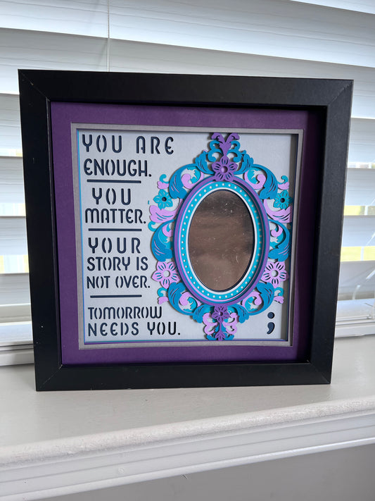 You are enough 3D paper art in a shadowbox