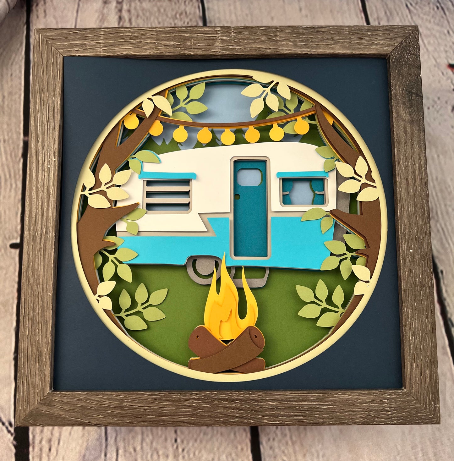 Camper 3D paper art shadowbox