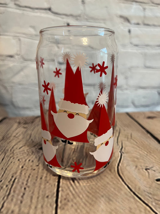 Gnome Santas beer can glass