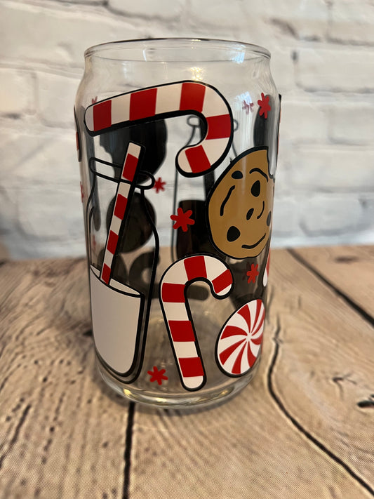 Cookies and milk beer can glass