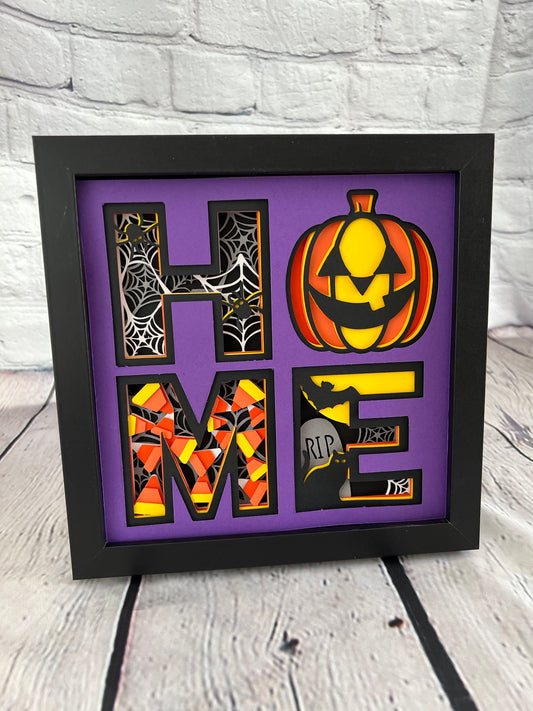 Home- Halloween 3D paper art shadowbox