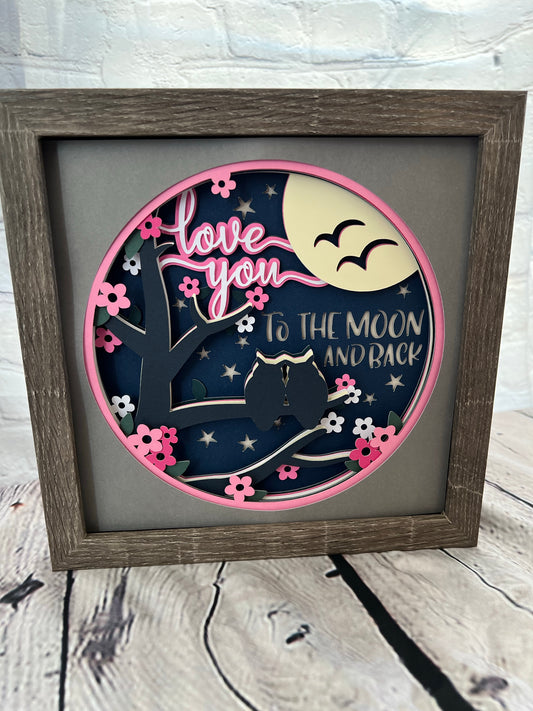 Love you to the moon and back 3D paper art shadowbox